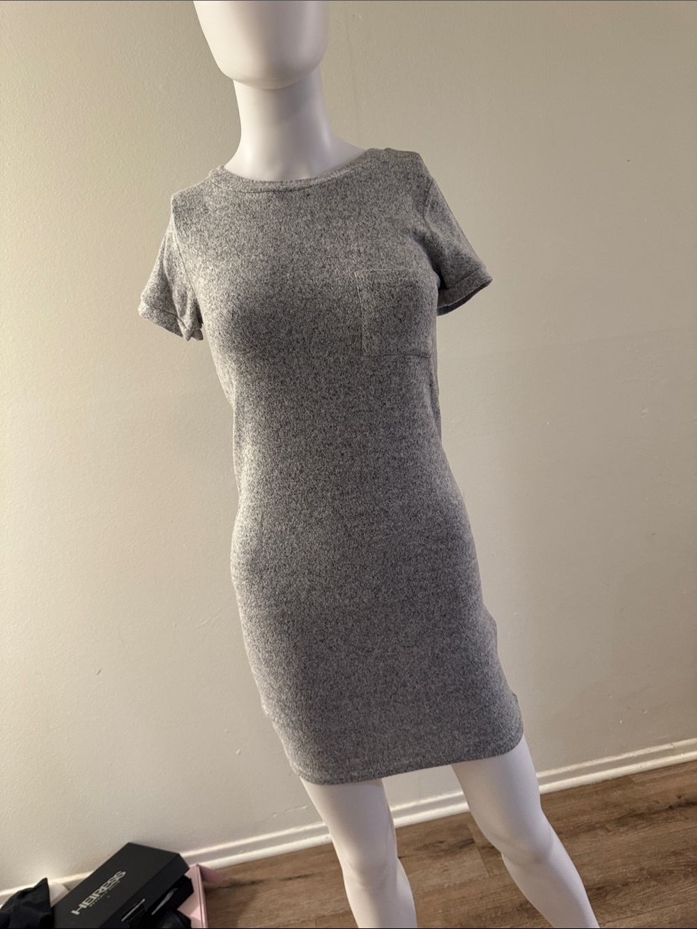 Heather Gray Short Sleeve Knit Bodycon Dress